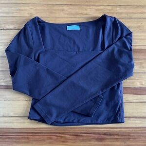 Aritzia Deep Brown Square Neck Crop Top, Babaton